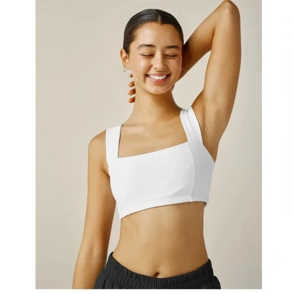 Beyond Yoga Women's Large Spacedye Squared Bra Sports Cloud White NWT Wide
